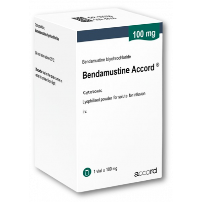 BENDAMUSTINE ACCORD 100 MG ( BENDAMUSTINE HYDROCHLORIDE ) POWDER FOR CONCENTRATE FOR SOLUTION FOR IV INFUSION VIAL